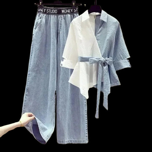 New Korean Elegant Splicing Co-ord Set